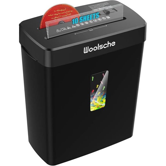 Woolsche 10-Sheet Cross Cut Paper Shredder