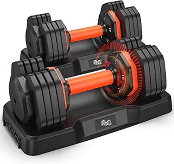 Adjustable Dumbbell Set 2 110lbs with Storage Box