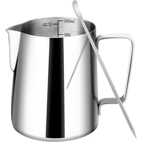 12oz Stainless Steel Milk Frother Pitcher with Scale