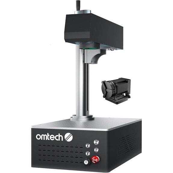 OMTech 20W Autofocus Fiber Laser Engraver with Rotary