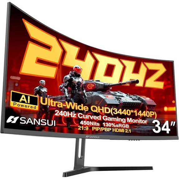 SANSUI 34 Ultrawide Curved Gaming Monitor (HDMI/DP)