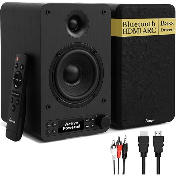 LEMEGA 40W Bluetooth Bookshelf Speakers with Inputs