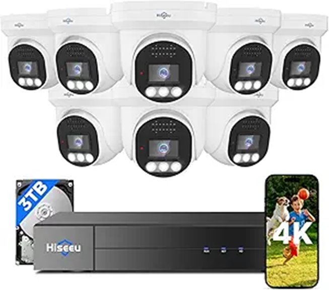 Hiseeu 4K Security Camera System with 8 Cameras