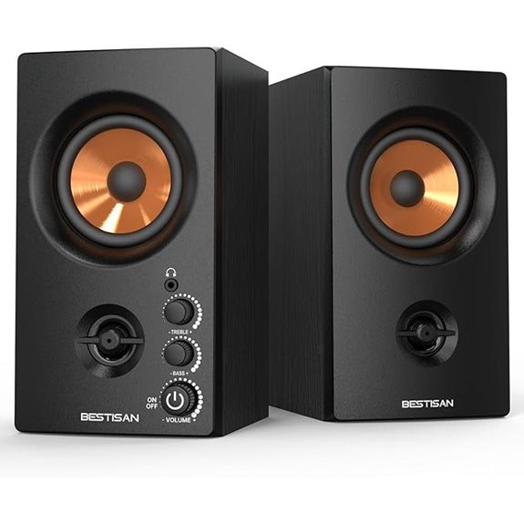 BESTISAN 50W Active Bookshelf Speakers with Bass Control