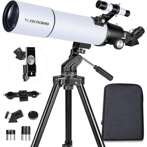 High Power 80mm Aperture Refractor Telescope with Accessories