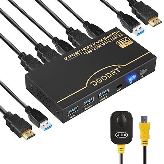 HDMI KVM Switch 8K 2 Ports with Cables