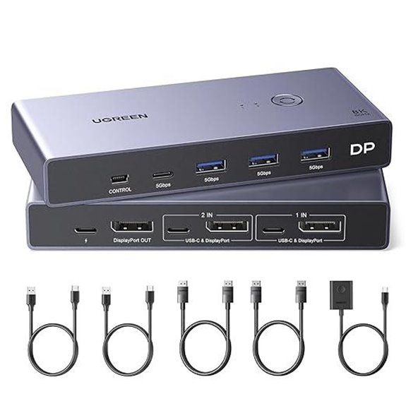UGREEN 8K KVM Switch with USB Ports and Cables