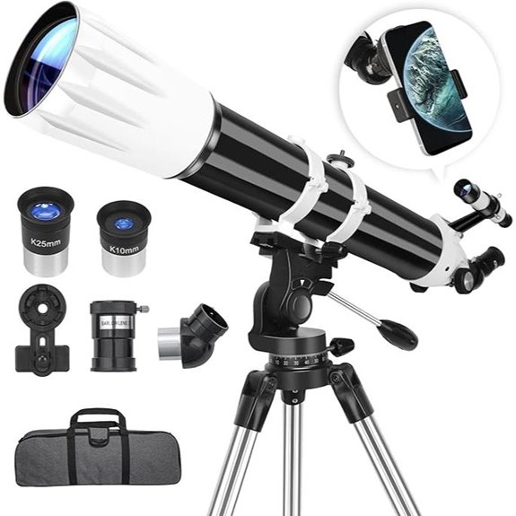 90mm Astronomical Refractor Telescope with Mount and Accessories