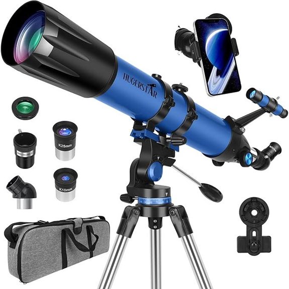 High-Powered 90mm Refractor Telescope with Mount & Accessories