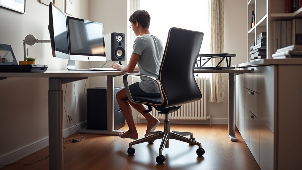 adjust desk and chair