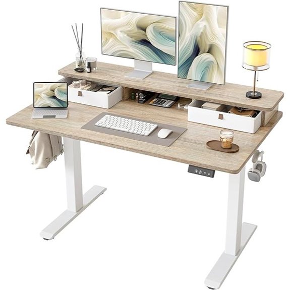 TIQLAB Adjustable Standing Desk with Drawers