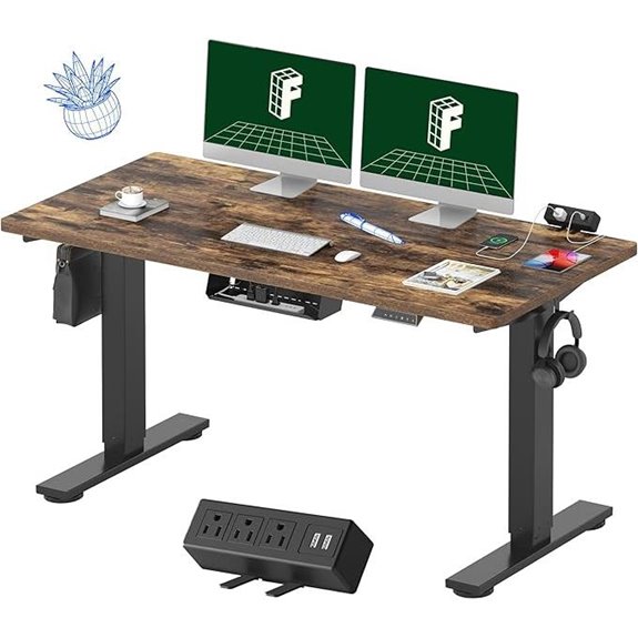 FLEXISPOT EN2 Adjustable Standing Desk with Power Strip