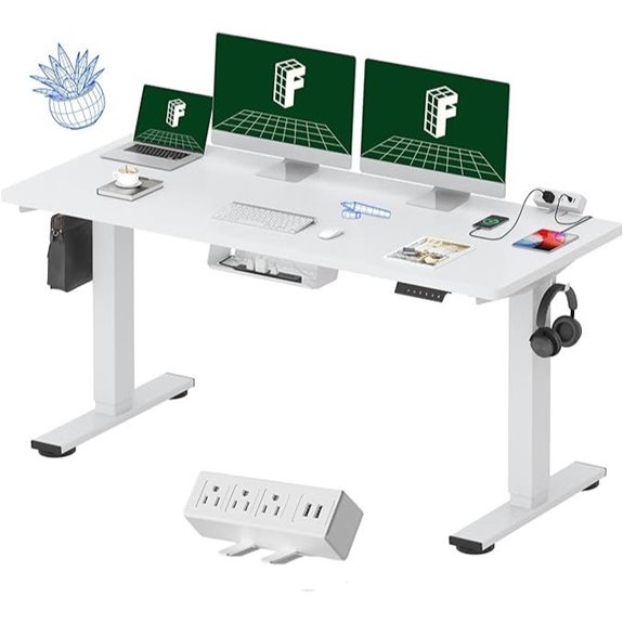FLEXISPOT EN2 Adjustable Standing Desk with Power Strip