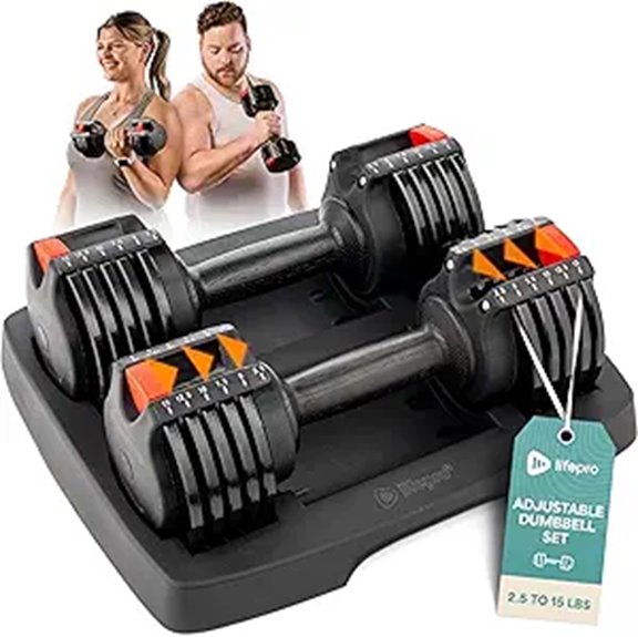 Lifepro Adjustable Dumbbells Set with Rack