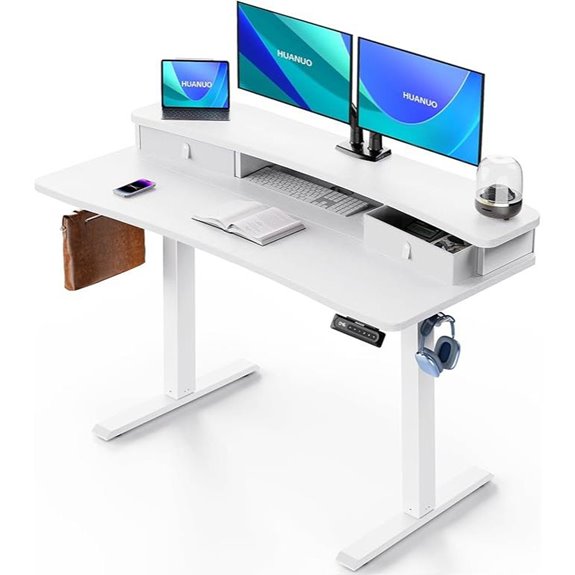 HUANUO Adjustable Electric Standing Desk with Drawers