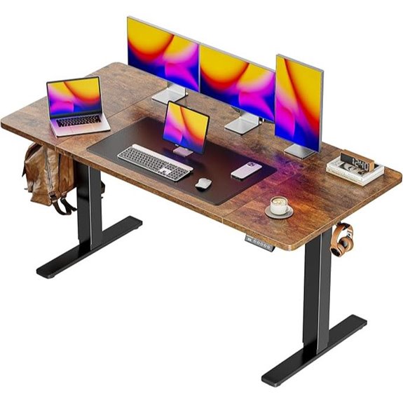 Huuger Adjustable Electric Standing Desk with Hooks