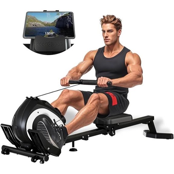 Magnetic Rowing Machine with Adjustable Speed and Phone Holder