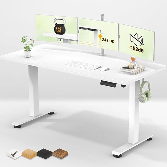 Veken 55 Adjustable Electric Standing Desk White