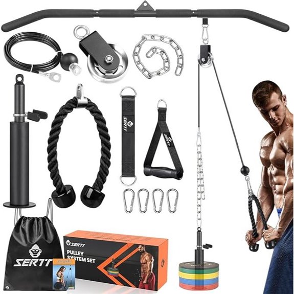 SERTT Gym Cable Pulley System with Lat Bar