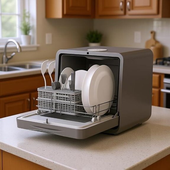 Portable Countertop Dishwasher with 7 Programs