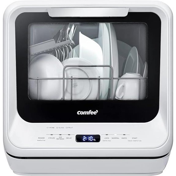 compact dishwasher with six programs