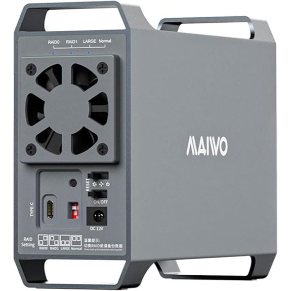 MAIWO Dual Bay RAID Enclosure with Cooling Fan