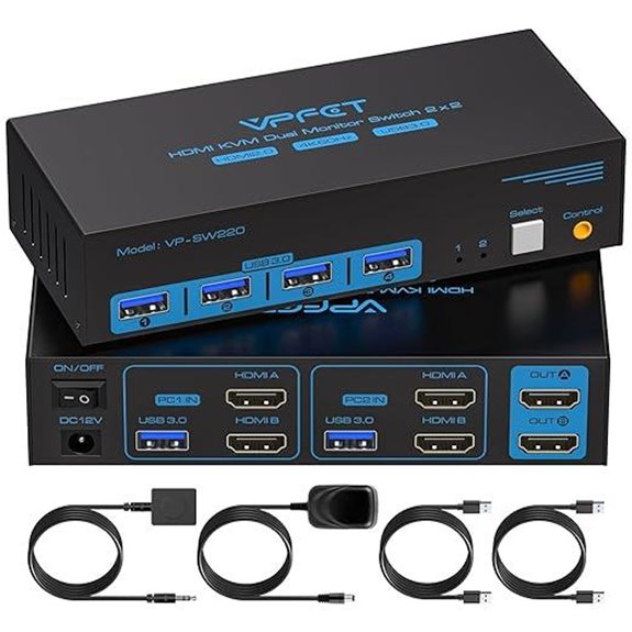 HDMI KVM Switch 2 Monitors and 2 PCs