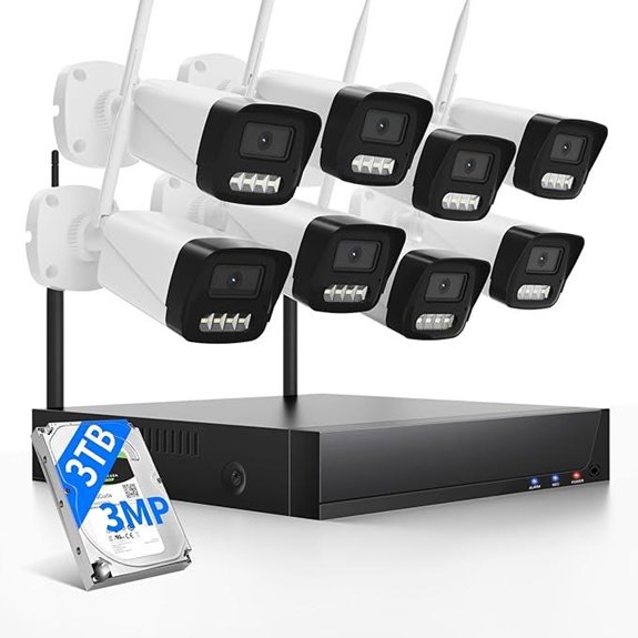Wireless Security Camera System with 8 Cameras & 3TB HDD
