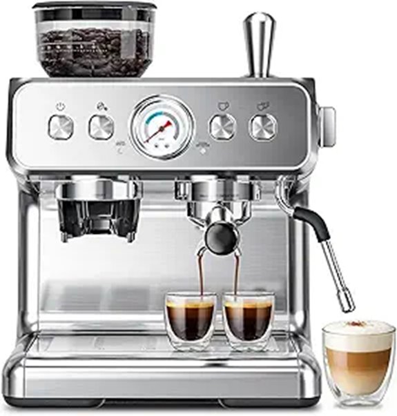 Kismile Espresso Machine with Grinder and Frother