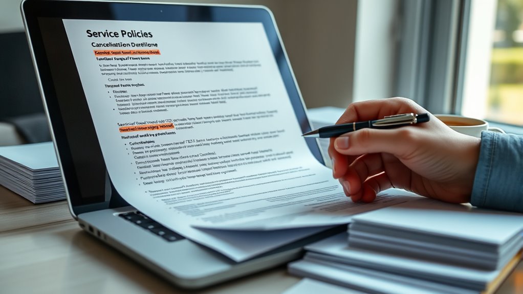 find service cancellation deadlines