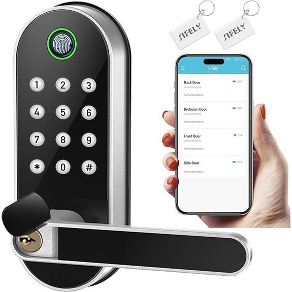 Smart Fingerprint Door Lock with Handle & Keypad