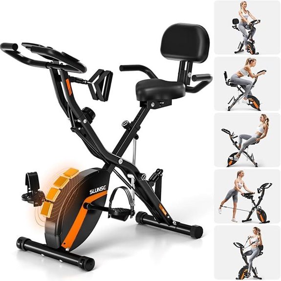 SLUNSE 5-in-1 Folding Stationary Exercise Bike