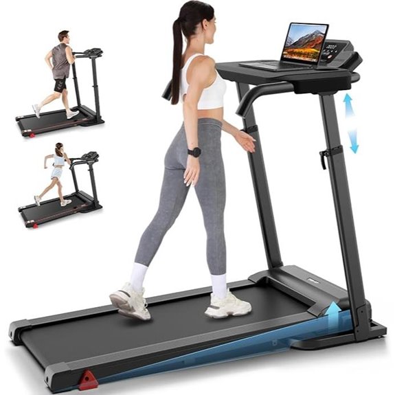 Foldable Treadmill with Desk Bluetooth & App