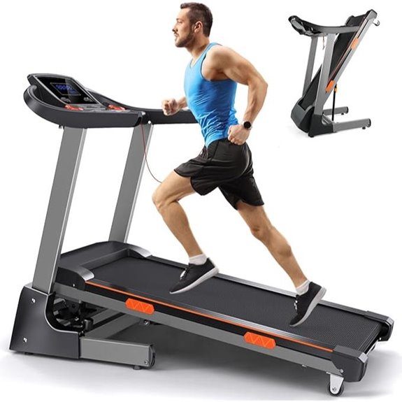 Foldable Treadmill with Auto Incline and Wide Belt