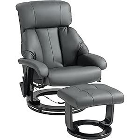 HOMCOM Massage Recliner Chair with Ottoman Gray