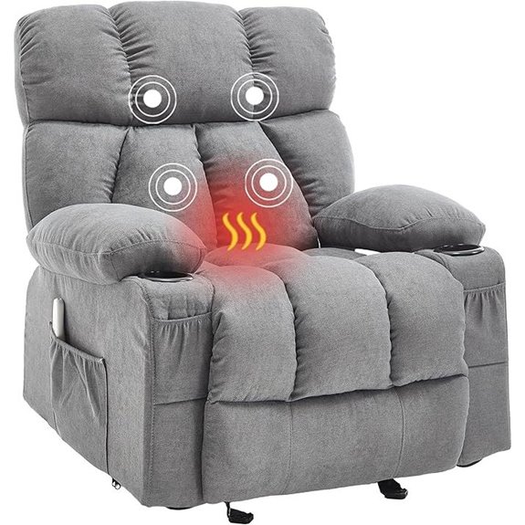 Massage Recliner Chair with Heat Vibration USB Grey