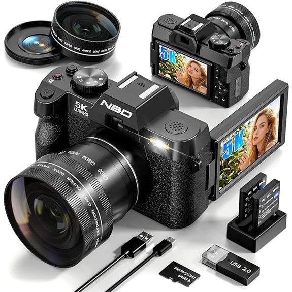 True 5K Digital Camera with 64MP and 16X Zoom