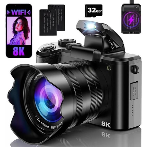 8K WiFi Autofocus Vlogging Camera with Dual-Lens