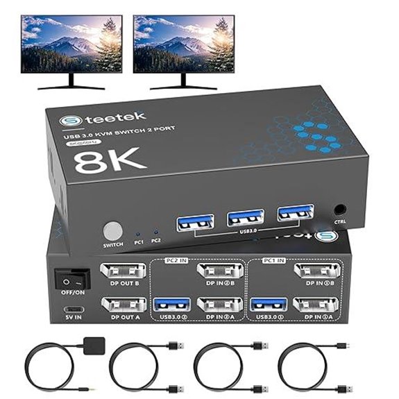 8K Dual Monitor KVM Switch with USB-C