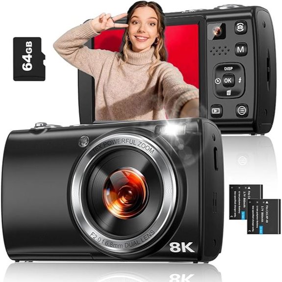 8K 88MP WiFi Vlogging Camera with Zoom and Touch