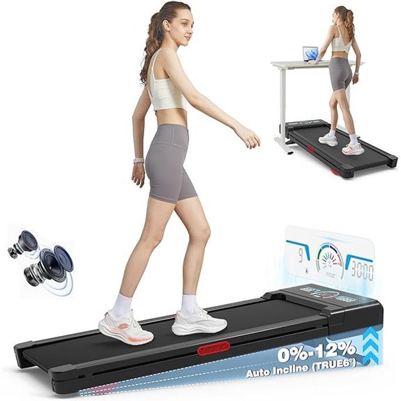 Walking Pad Treadmill with Incline & Bluetooth Speakers
