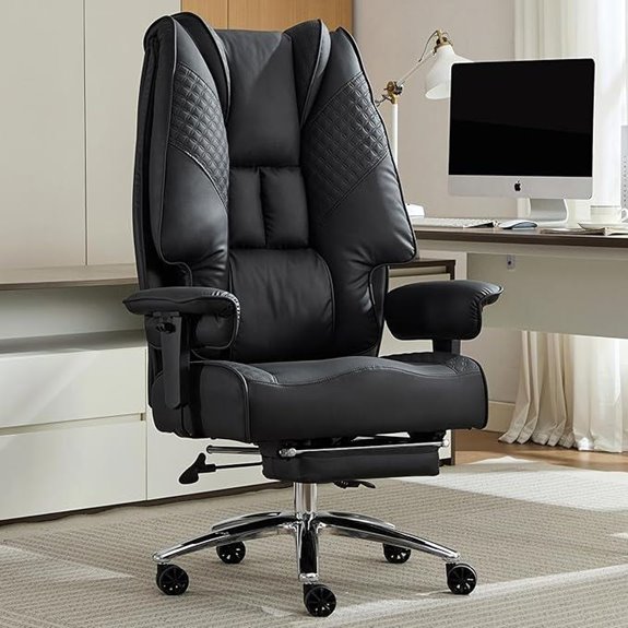 Big & Tall Leather Office Chair with Footrest
