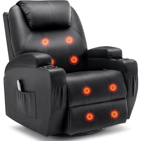 Swivel Recliner Chair with Massage Heat & Cup Holder