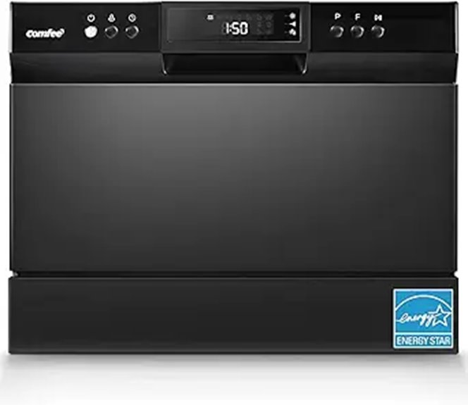 COMFEE Countertop Dishwasher Portable 6 Settings Black