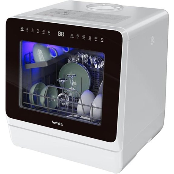 Hermitlux Portable Countertop Dishwasher with 7 Programs