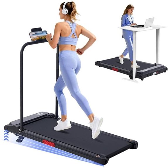 Portable Electric Treadmill with Incline and Handles