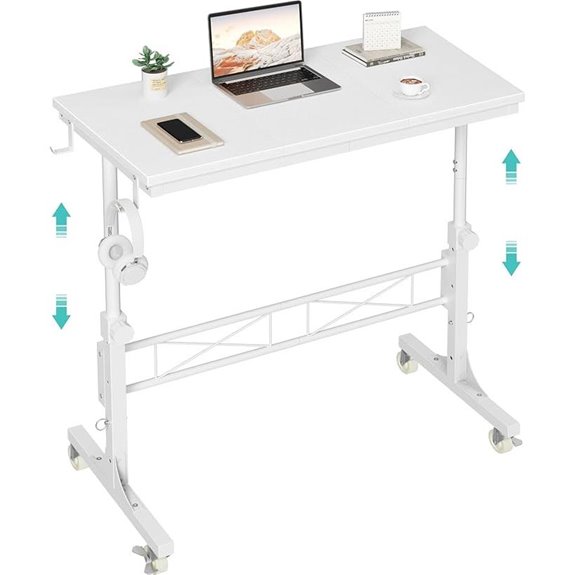 Portable White Treadmill Desk with Wheels