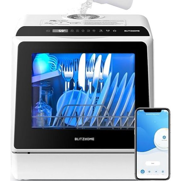 BLITZHOME Portable Countertop WiFi Dishwasher with 6 Programs