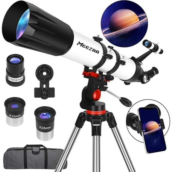 High Powered 90mm Aperture Refractor Telescope with Tripod