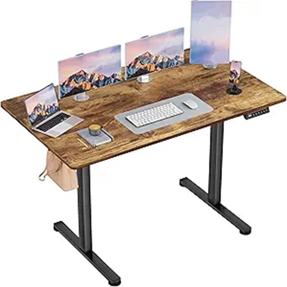 Furmax Electric Sit-Stand Desk with Memory Rustic Brown